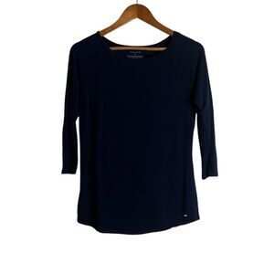 3‎ for $30! Tahari 3/4 sleeve Women's Navy Top